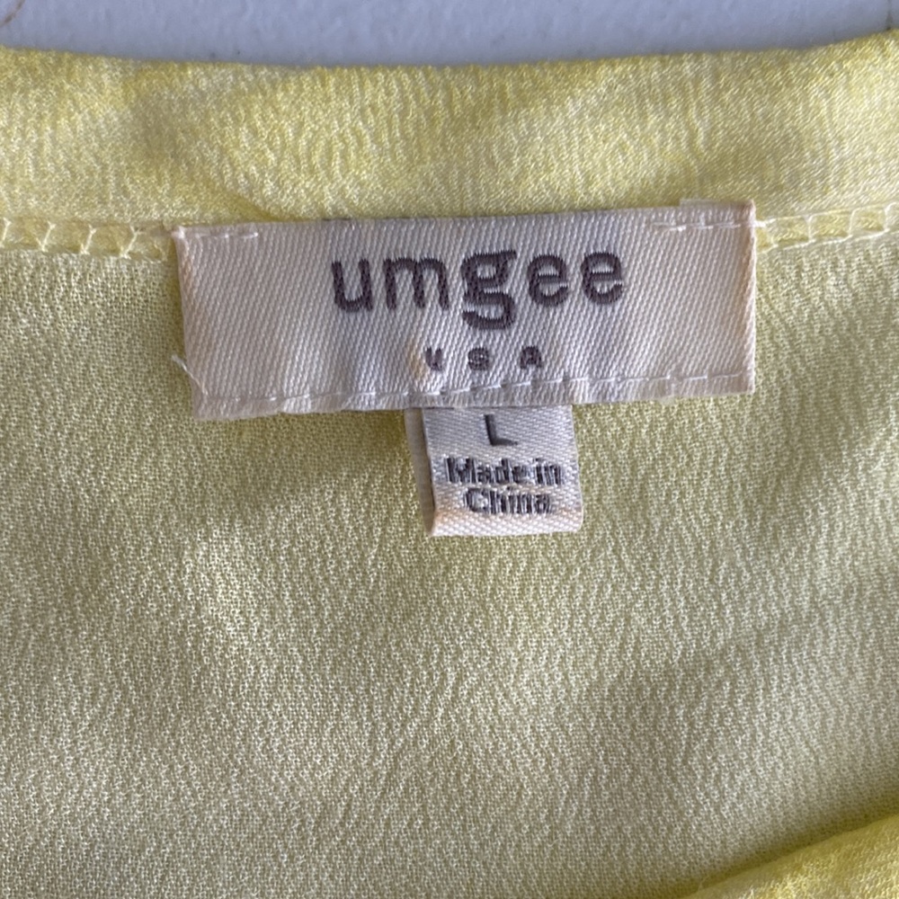 Umgee Yellow Scoop neck Fringe Hem Tunic Dress Size L - Picture 8 of 10